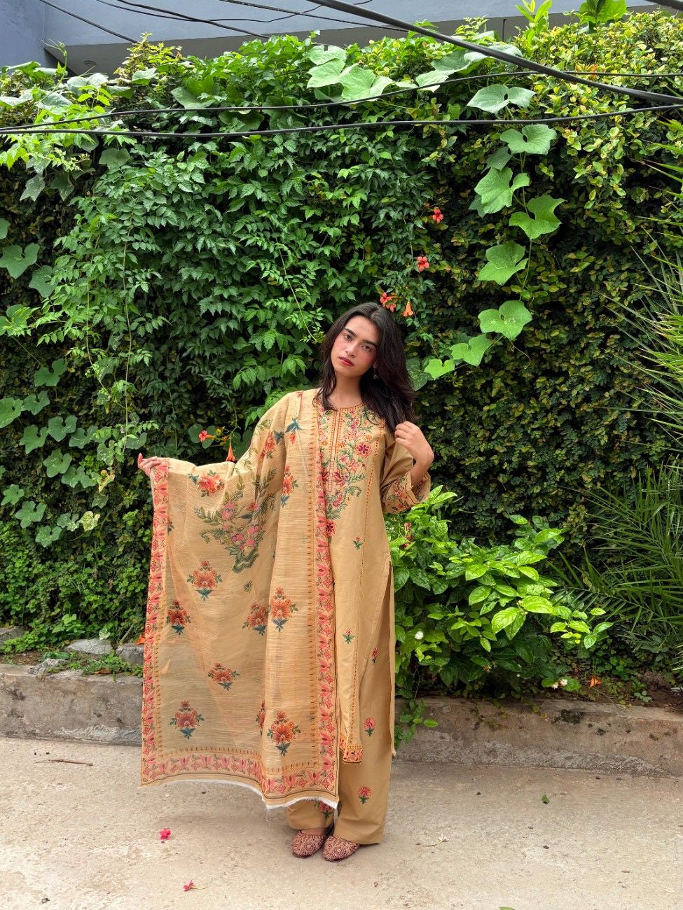 AttirePret Exquisite Tan Cotton 3-Piece Suit