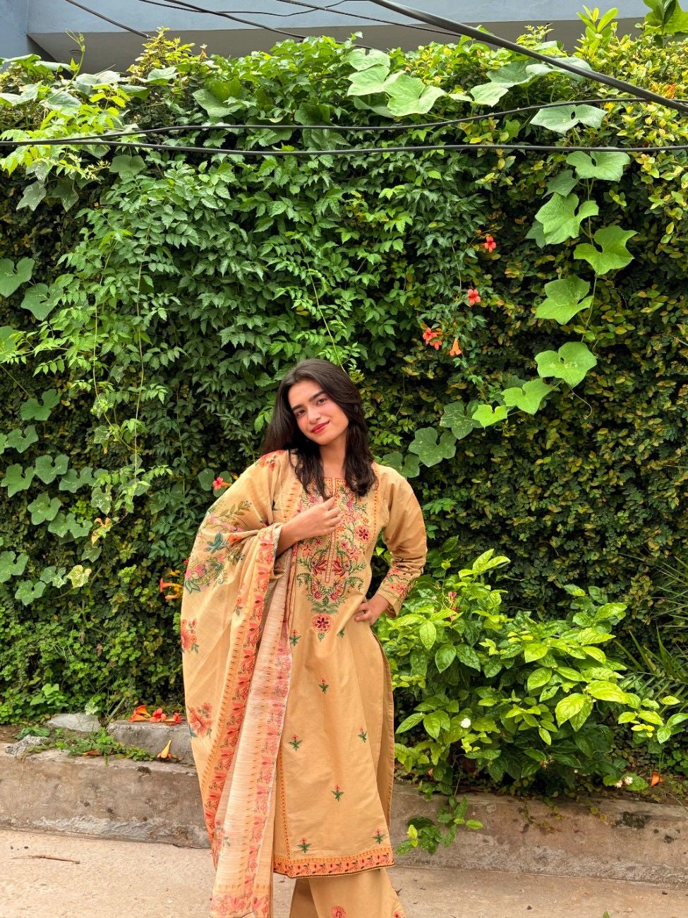 AttirePret Exquisite Tan Cotton 3-Piece Suit