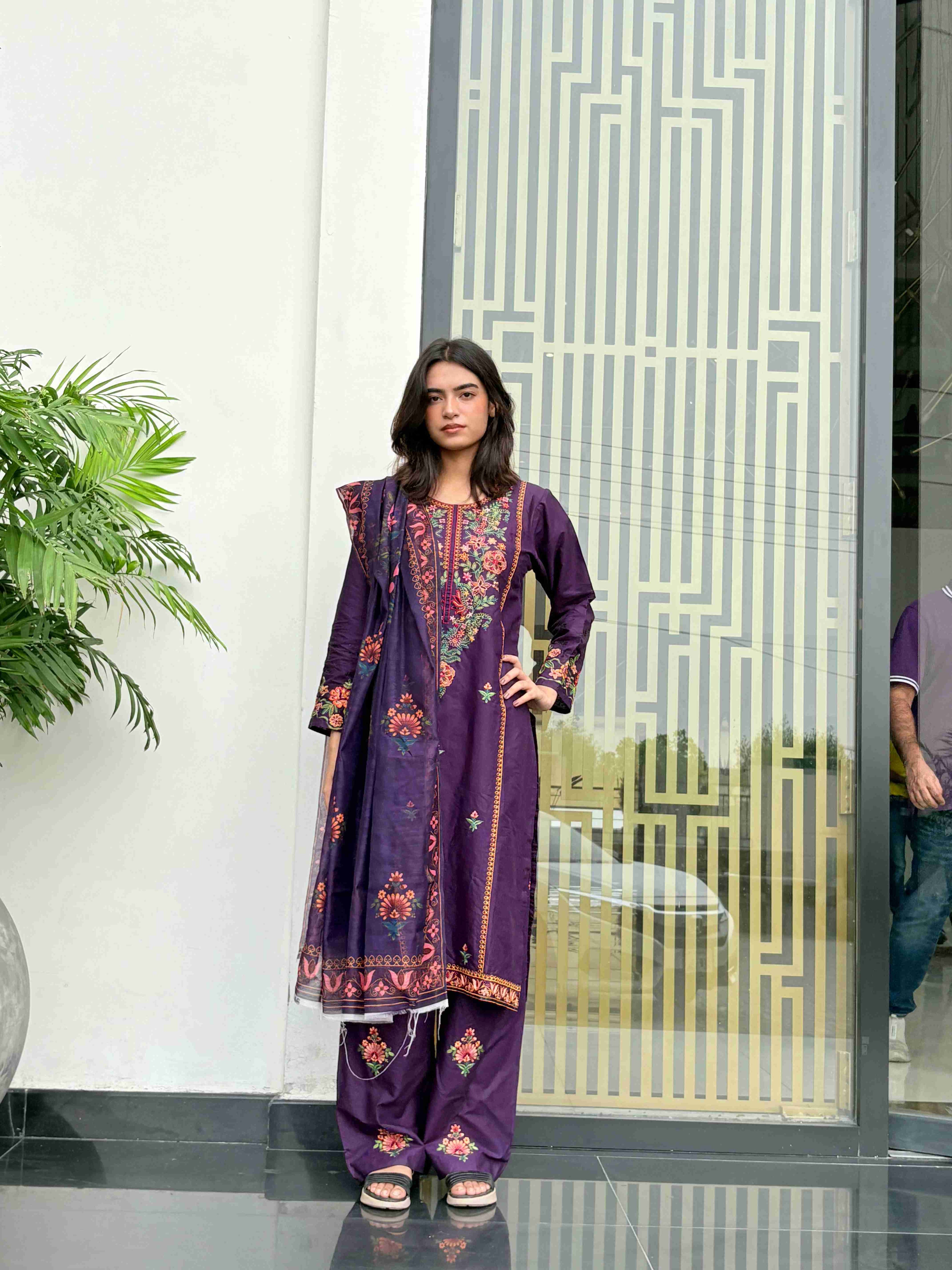 Plum Elegance – 3 Piece Embroidered