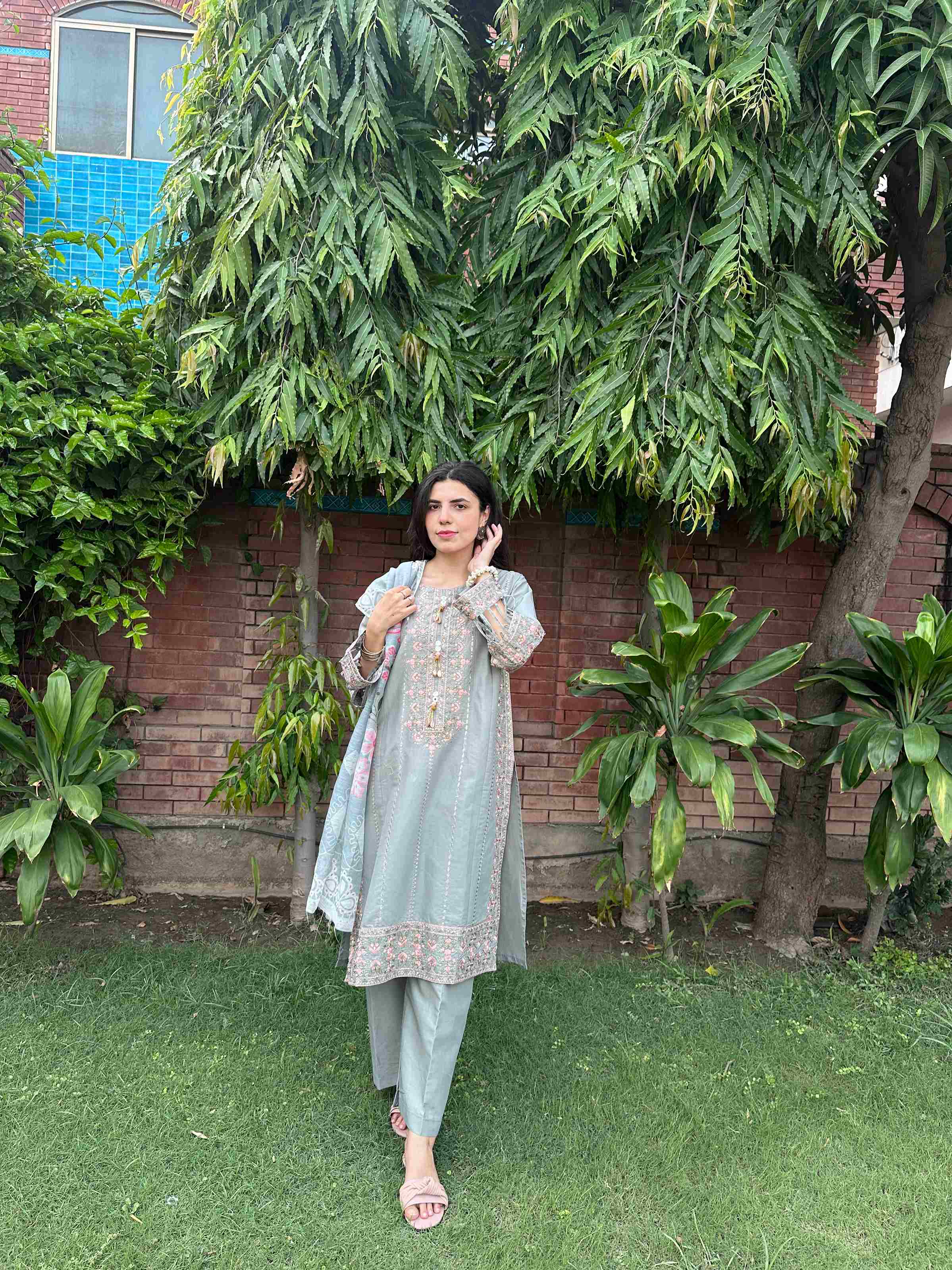 Attirepret - Serene Grey Ready-to-Wear Cotton 3-Piece Suit
