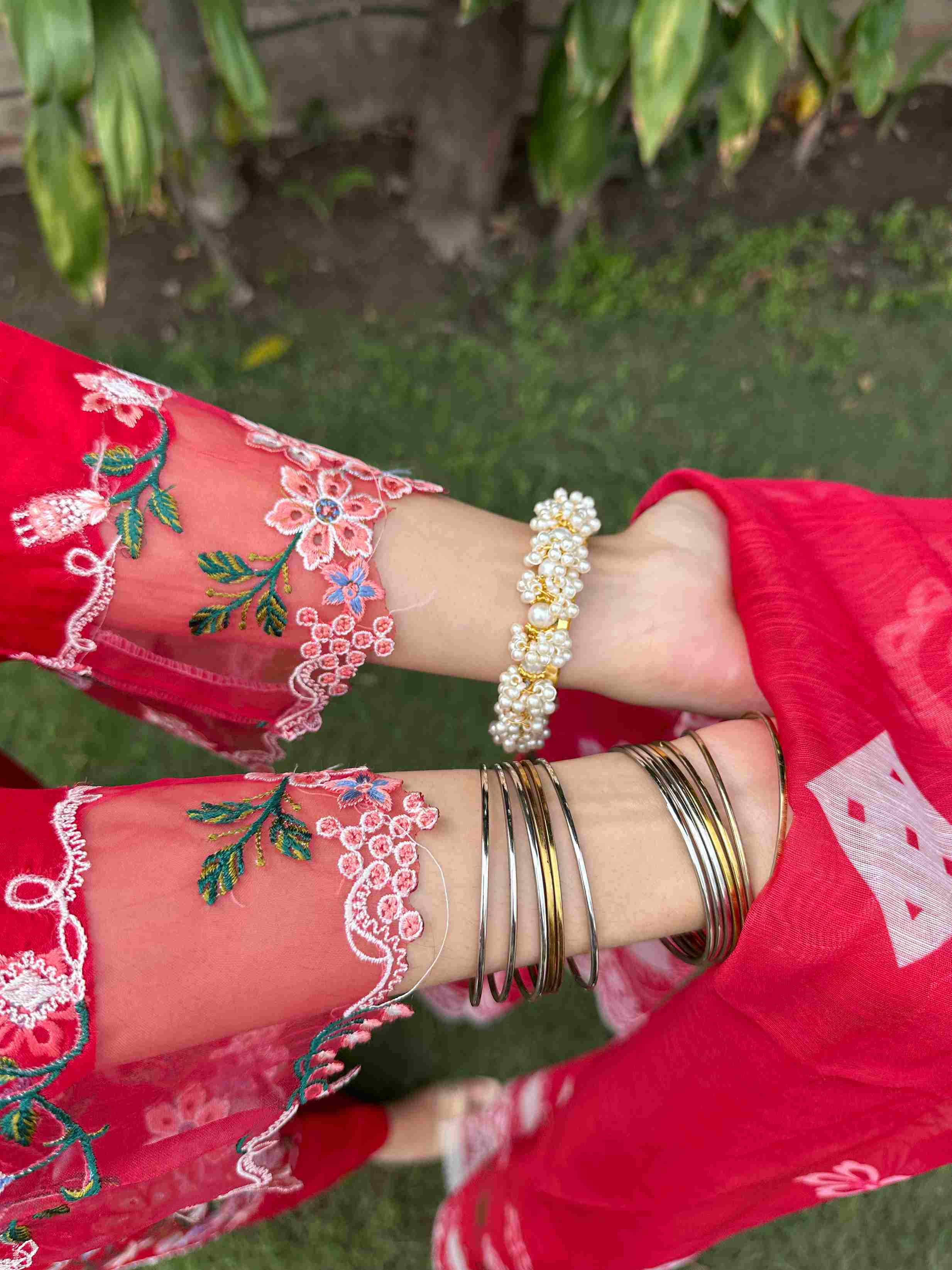Radiant Red Embroidered 3-Piece Cotton Suit by AttirePret